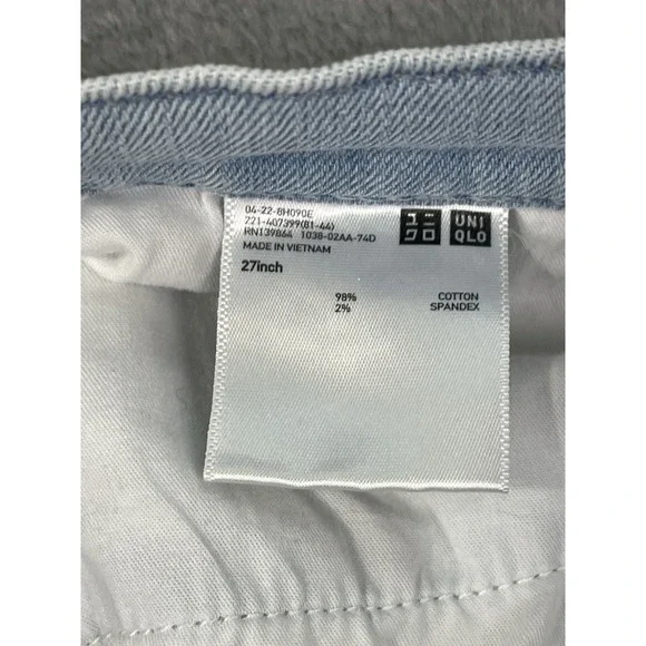 Uniqlo Jeans Womens 27 Blue Light Wash High Rise Straight Distressed Baggy - Picture 7 of 10